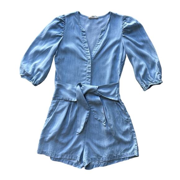 Woven by Synergy Soft Denim Blue Romper Sz S - Picture 1 of 9